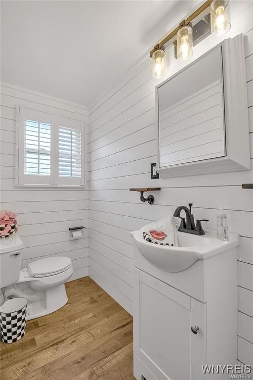 72 Old Lyme Dr Unit 3, Amherst, NY 14221 - bathroom with vanity, wooden walls, and wood finished floors