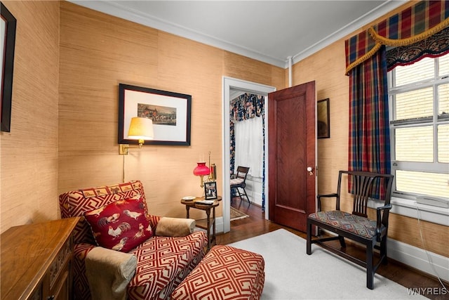 107 Oakland Pl Unit 1, Buffalo, NY 14222 - living area with wood finished floors and ornamental molding