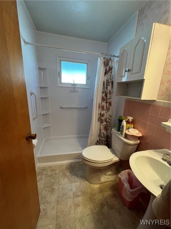 2461 Linwood Ave, Niagara Falls, NY 14305 - full bathroom with a shower stall and tile walls
