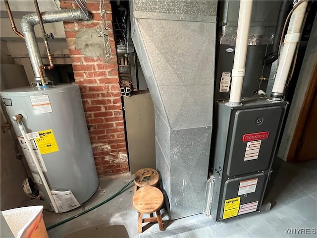 2461 Linwood Ave, Niagara Falls, NY 14305 - utility room with gas water heater and heating unit