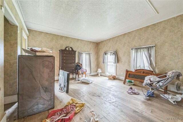 6192 Scudder Rd, Bath, NY 14879 - sitting room featuring wood-type flooring and a textured ceiling