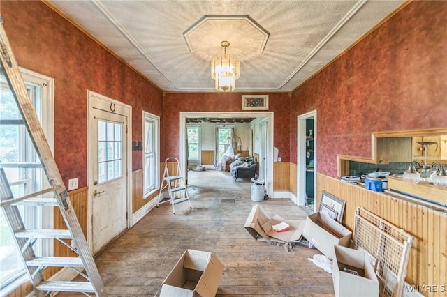 6192 Scudder Rd, Bath, NY 14879 - dining room with wood-type flooring and a chandelier