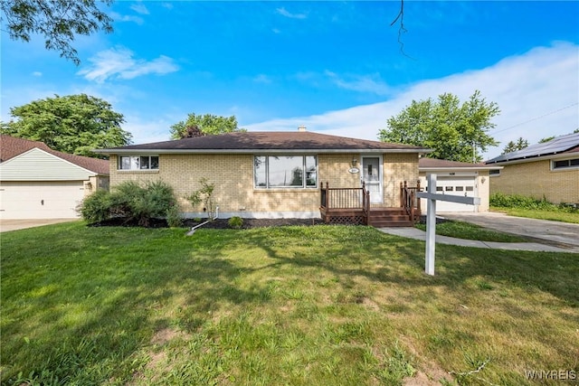 202 Waltercrest, West Seneca, NY 14224 - ranch-style home with brick siding, a detached garage, and a front yard