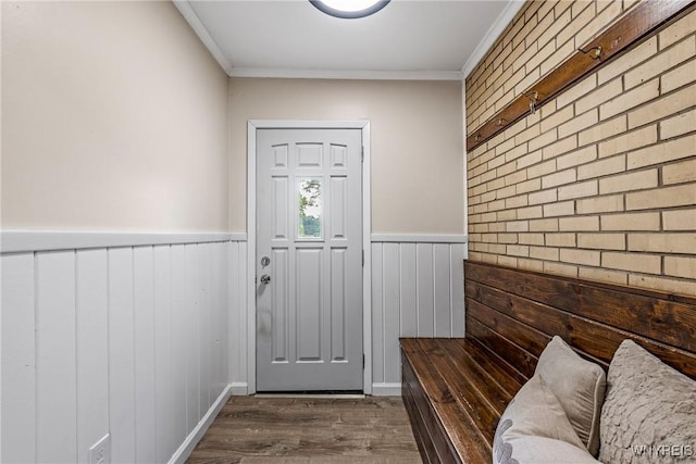 202 Waltercrest, West Seneca, NY 14224 - foyer entrance featuring wood finished floors, wainscoting, ornamental molding, and wood walls