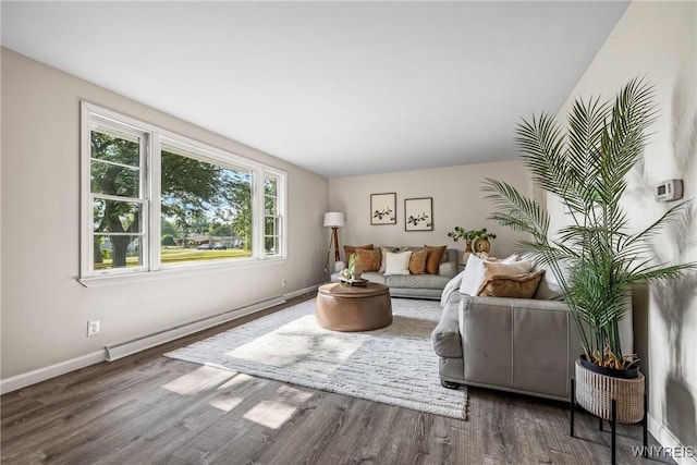 202 Waltercrest, West Seneca, NY 14224 - living room with a baseboard radiator and wood finished floors