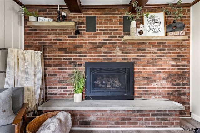 202 Waltercrest, West Seneca, NY 14224 - detailed view of wood finished floors and a brick fireplace