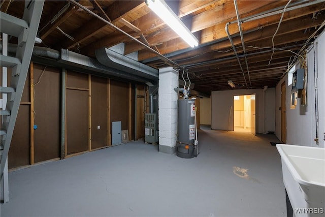 202 Waltercrest, West Seneca, NY 14224 - unfinished basement with gas water heater and a sink