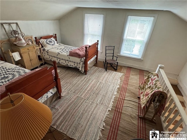 5469 E Lake Rd, Chautauqua, NY 14728 - bedroom with lofted ceiling and carpet