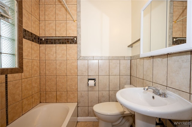 2363 Niagara St, Buffalo, NY 14207 - full bathroom featuring toilet and tile walls