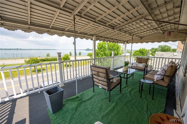 2363 Niagara St, Buffalo, NY 14207 - view of patio / terrace with a water view and an outdoor living space