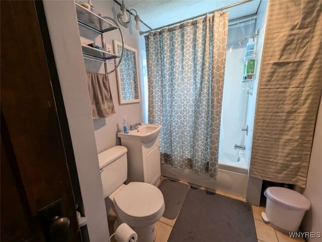 4 Bristol Ave, Lockport City, NY 14094 - bathroom featuring shower / tub combo with curtain, vanity, and tile patterned floors