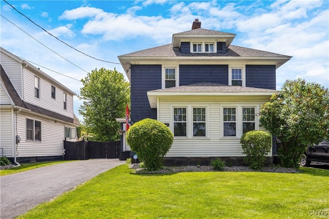 567 Grant Blvd, Syracuse, NY 13203 - american foursquare style home featuring a chimney and a shingled roof