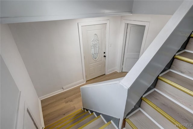 185 N Pleasant Pkwy, Cheektowaga, NY 14206 - staircase with wood finished floors and baseboards