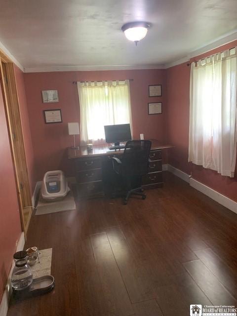 6 Dean St, Randolph, NY 14772 - home office featuring crown molding and wood finished floors