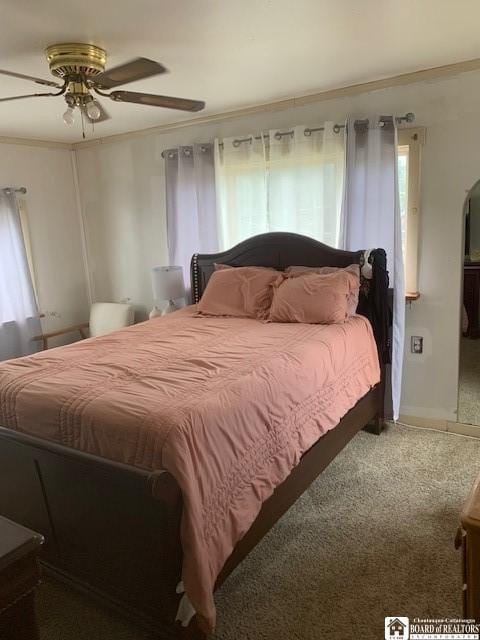 6 Dean St, Randolph, NY 14772 - bedroom with carpet floors, ornamental molding, and a ceiling fan
