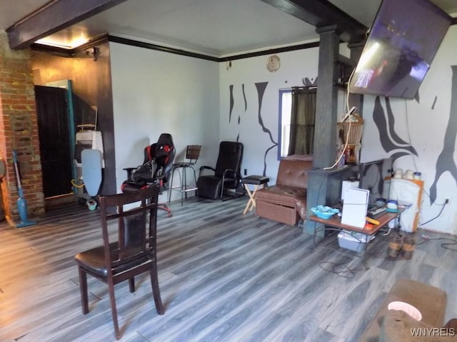 218 Strauss St, Buffalo, NY 14211 - below grade area with wood finished floors and ornamental molding