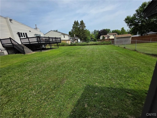 3978 Thrush Ln, Clay, NY 13090 - fenced backyard featuring a deck and stairs