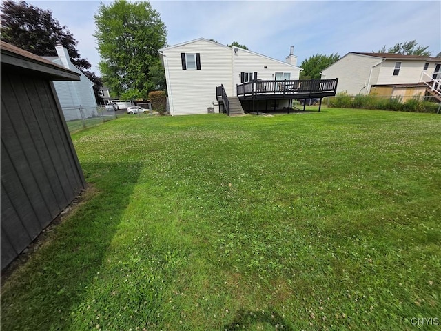 3978 Thrush Ln, Clay, NY 13090 - view of yard featuring a wooden deck and stairway