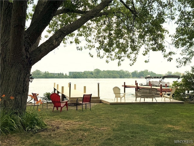 653 S S Colony Rd, Grand Island, NY 14072 - dock area featuring a water view and a yard