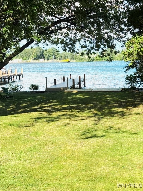 653 S S Colony Rd, Grand Island, NY 14072 - view of property's community featuring a dock, a water view, and a lawn