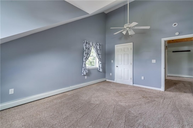 35095 State Route 3, Wilna, NY 13619 - unfurnished bedroom featuring a baseboard heating unit, high vaulted ceiling, and carpet floors