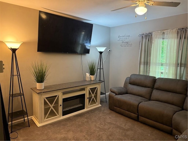 10 N 8th St, Fulton, NY 13069 - living room featuring carpet floors and ceiling fan