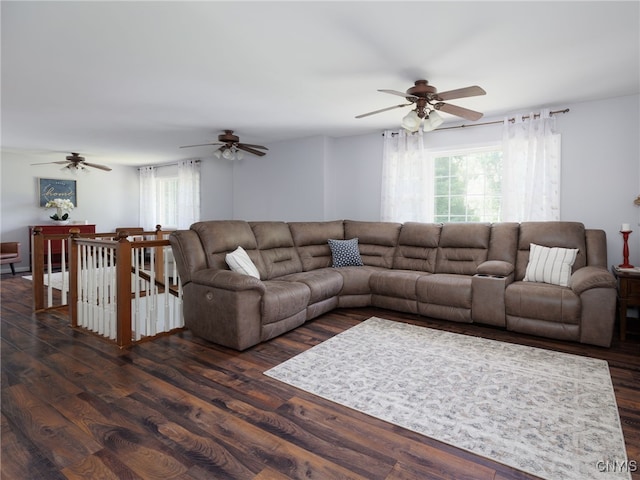 14496 Military Rd, Hounsfield, NY 13685 - living area with dark wood finished floors and ceiling fan