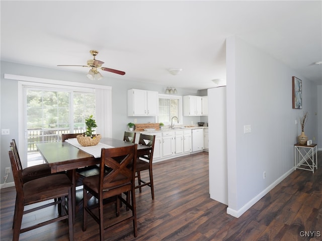 14496 Military Rd, Hounsfield, NY 13685 - dining space with dark wood finished floors and a ceiling fan