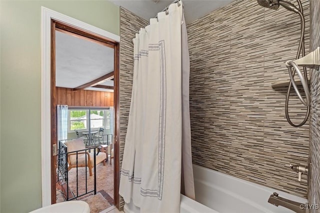 419 Bronson Rd, Geddes, NY 13219 - full bathroom featuring shower / bath combo with shower curtain