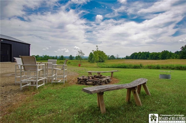 942 Spencer Rd, Kiantone, NY 14701 - view of green lawn with a view of rural / pastoral area and a garage