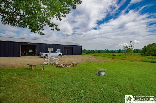 942 Spencer Rd, Kiantone, NY 14701 - view of grassy yard with a pole building, an outbuilding, and a detached garage