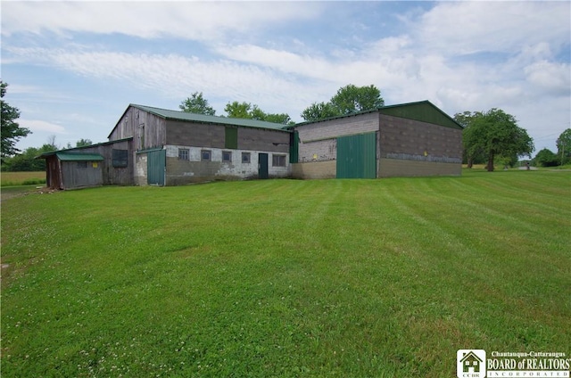 942 Spencer Rd, Kiantone, NY 14701 - rear view of property with a lawn and concrete block siding