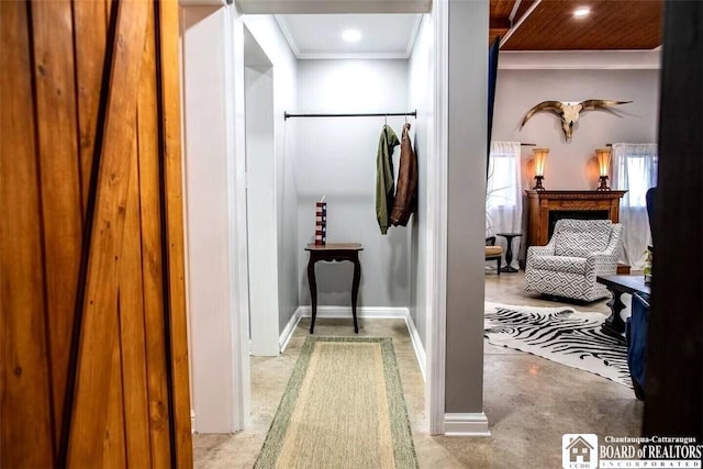 942 Spencer Rd, Kiantone, NY 14701 - hallway with ornamental molding and recessed lighting
