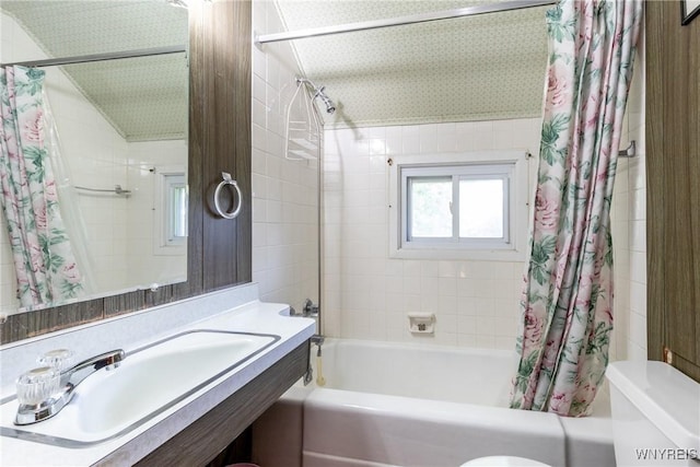 2458 Hess Rd, Newfane, NY 14008 - full bathroom featuring toilet and shower / bath combo with shower curtain