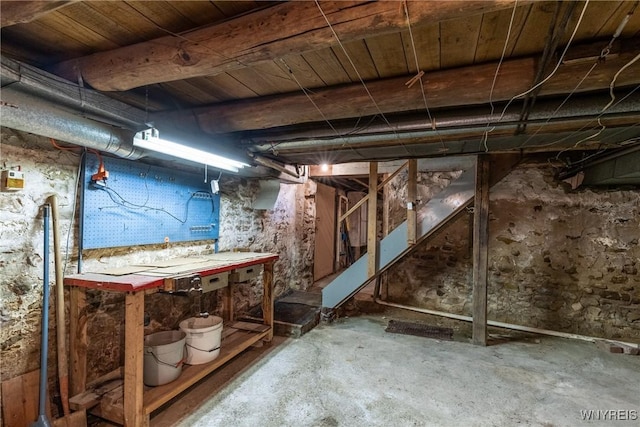 2458 Hess Rd, Newfane, NY 14008 - unfinished below grade area with a workshop area and stairs