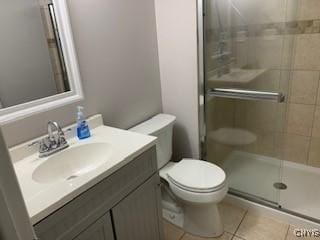 884 Kibby Rd, Lysander, NY 13027 - bathroom with vanity, a stall shower, and tile patterned flooring
