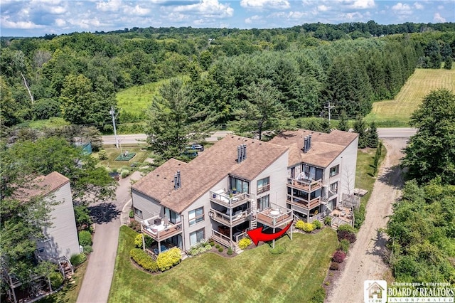 5301 E Lake Rd Unit 23, Chautauqua, NY 14728 - aerial view of property and surrounding area with a heavily wooded area