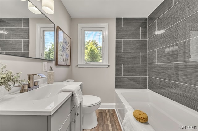 112 Southgate Rd, Cheektowaga, NY 14215 - bathroom with vanity, wood finished floors, and bathing tub / shower combination