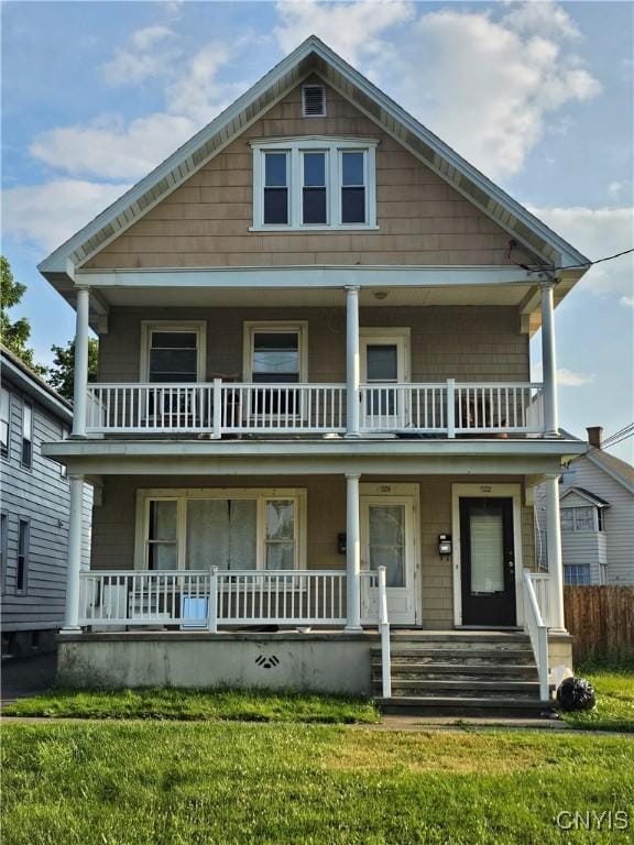 922924 Rutger St, Utica, NY 13501 - view of front facade with a balcony and covered porch