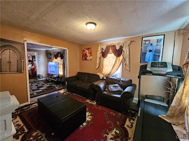 1125 Adams St, Utica, NY 13501 - living area with a textured ceiling and carpet floors