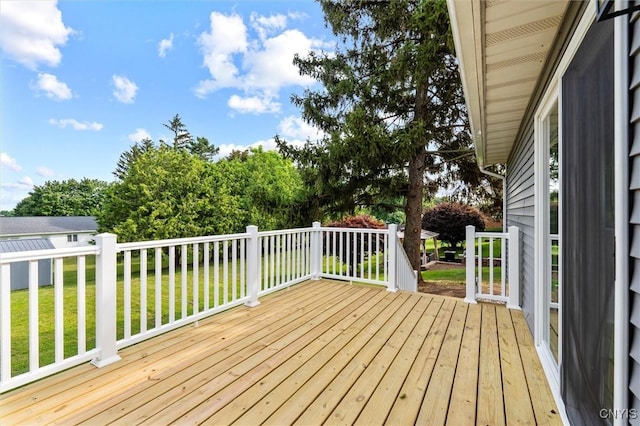 105 Benoit Dr, Geddes, NY 13209 - wooden terrace featuring a yard