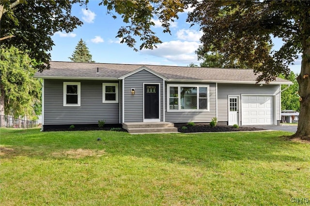 105 Benoit Dr, Geddes, NY 13209 - single story home featuring a garage, a front yard, and asphalt driveway