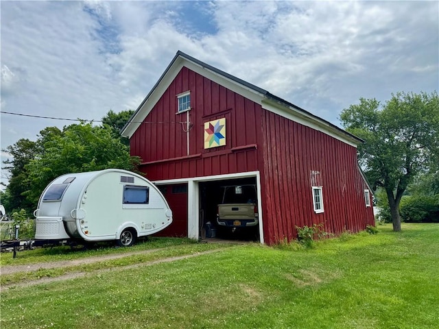 44 Bloom St, Butternuts, NY 13776 - view of pole building featuring a yard
