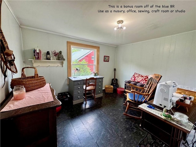 44 Bloom St, Butternuts, NY 13776 - home office with ornamental molding and tile patterned floors