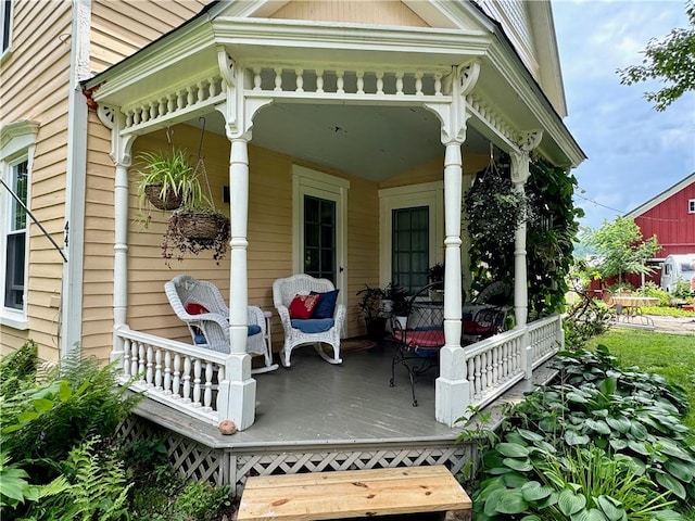 44 Bloom St, Butternuts, NY 13776 - doorway to property featuring a porch