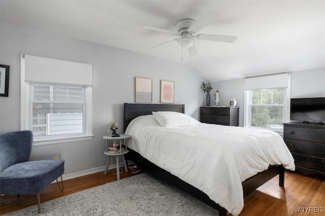 451 Moore Ave, Tonawanda, NY 14223 - bedroom with wood finished floors, lofted ceiling, and ceiling fan