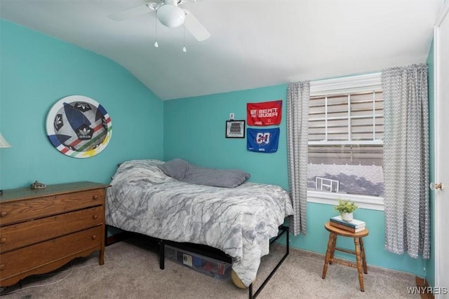 451 Moore Ave, Tonawanda, NY 14223 - carpeted bedroom with vaulted ceiling and ceiling fan