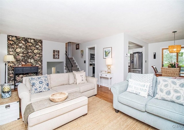 112 Haverhill Dr, Dewitt, NY 13214 - living area with stairs and light wood finished floors