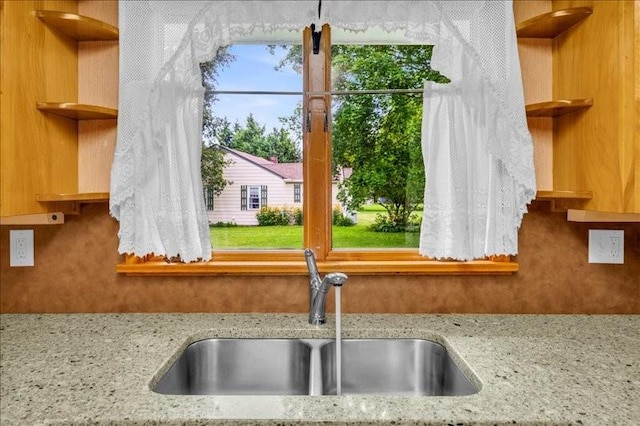12 Sunset Dr, Afton, NY 13730 - kitchen view of open shelves and light stone counters