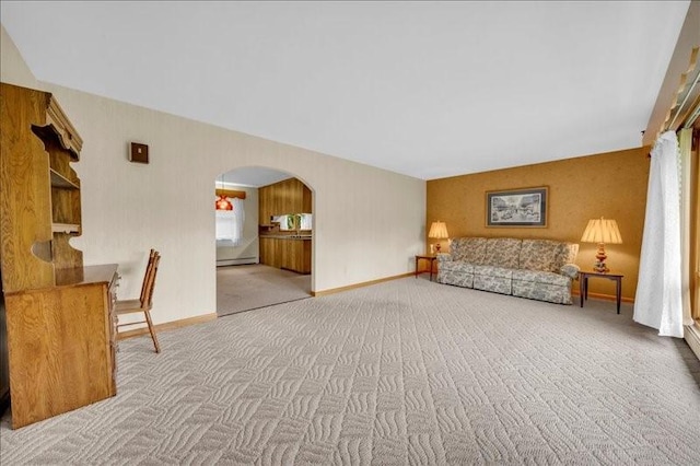 12 Sunset Dr, Afton, NY 13730 - living room with carpet and arched walkways